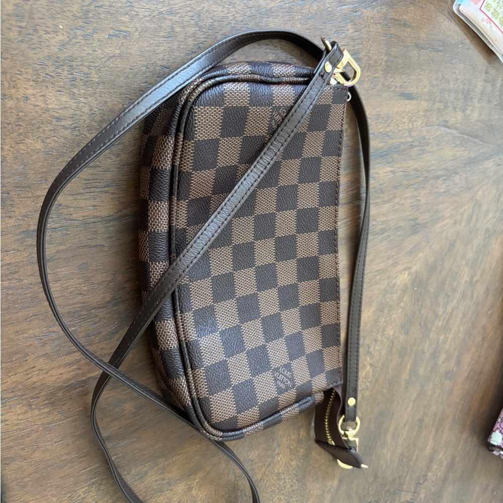 Checkered Brown Crossbody Bag